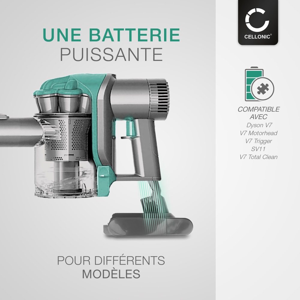 Batterie Li-ion 21.6V 4600mAh Pour Dyson V7 / SV11 (Absolute, Animal, Fluffy, Motorhead...) - Remplacement Compatible - 2
