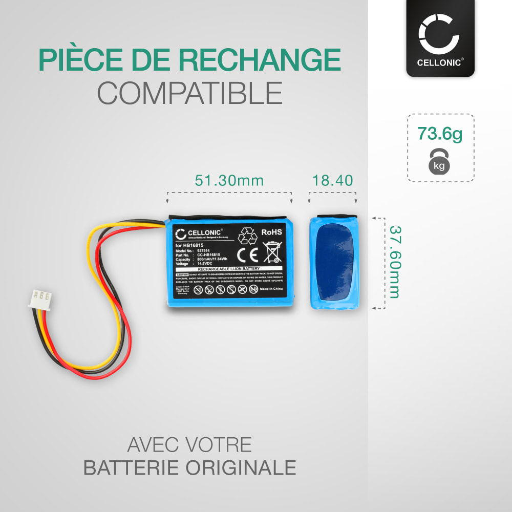 Batterie De Rechange Pour Robot Aspirateur Hobot (168, 188, 198, Etc.) - 14.8V 800mAh Li-ion - Neuf