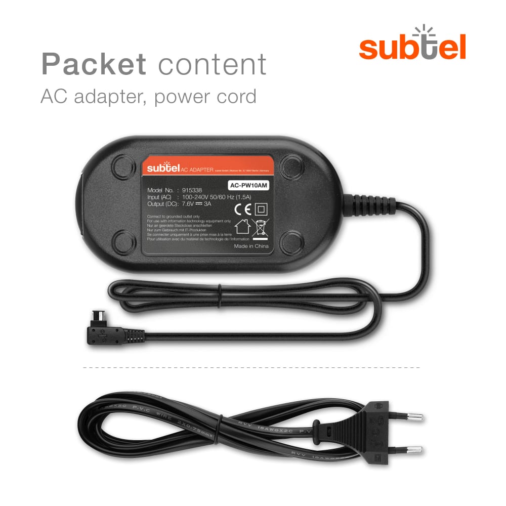subtel ® Alimentatore Compatibile con Sony A58 SLT-A58 A57 A65 Alpha A77 II A99 subtel ® Alimentatore Compatibile con Sony A58 SLT-A58 A57 A65 Alpha A77 II A99