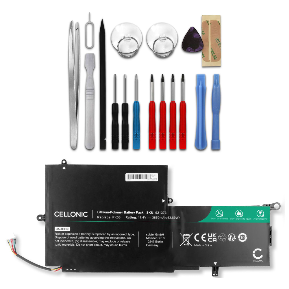 Batteri for HP Spectre 13-4000 series / Spectre x360 13-4000 series / Spectre Pro x360 G1/G2 + Werkzeug-Set 4800mAh 11.4V + Verktøy fra CELLONIC
