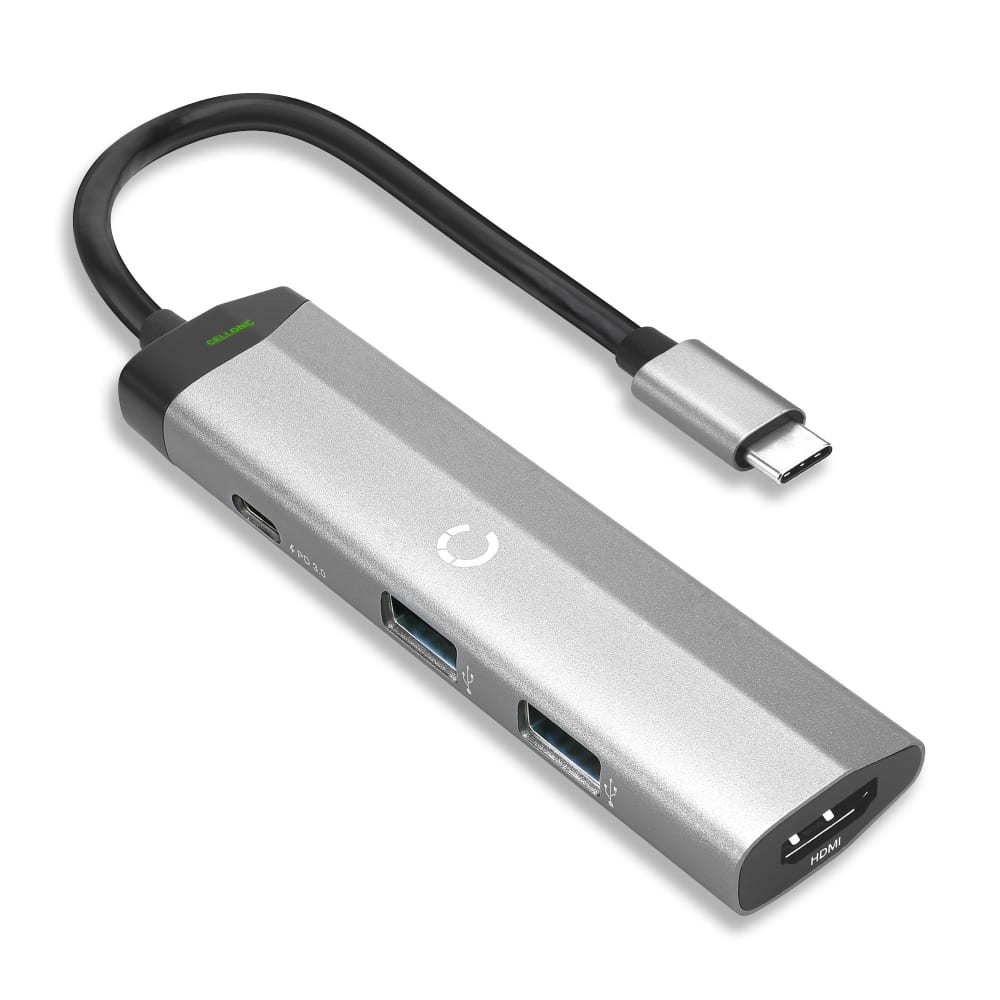 4-i-1 multi USB-port hub – USB C til HDMI-adapter 4K @ 30Hz, USB Type C hub, 2x USB A 3.0 PD 3.0 – Multiport USB C-dongle for Mac OS, Windows, Macbook, Lenovo, Dell, HP