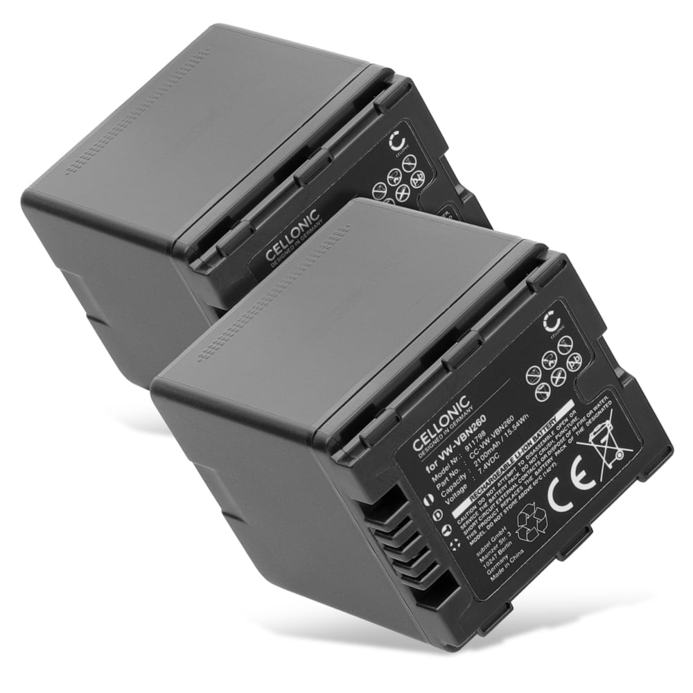 2x Batteri for Panasonic HDC-TM900 HDC-HS900 HDC-SD900 HDC-SD800 HC-X900 X900M 2100mAh fra CELLONIC
