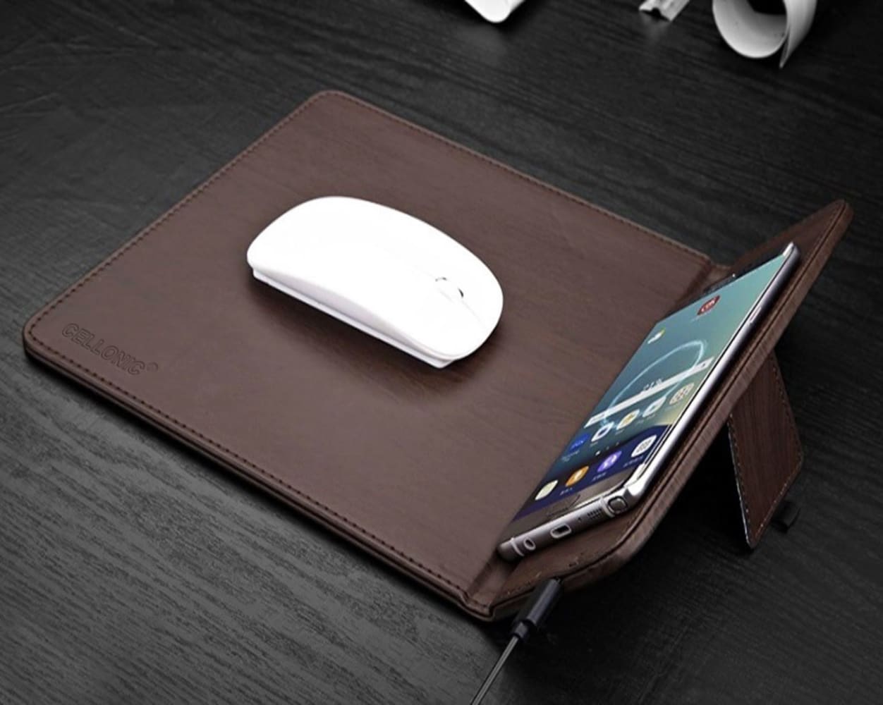 CELLONIC® Mauspad + Wireless Ladegerät für Qi-fähige Smartphones, iPhone Galaxy Nexus Huawei Induktionsladegerät Ladestation Ladepad kabelloses Laden induktiv Wireless Charger Ladematte Mausunterlage