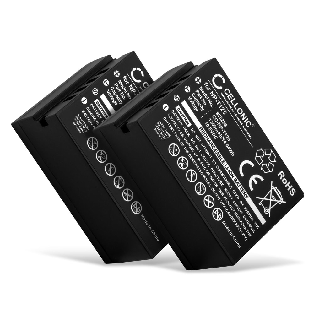 2x Batteri for FujiFilm GFX 50s GFX Medium Format - NP-T125 1300mAh Reservebatteri