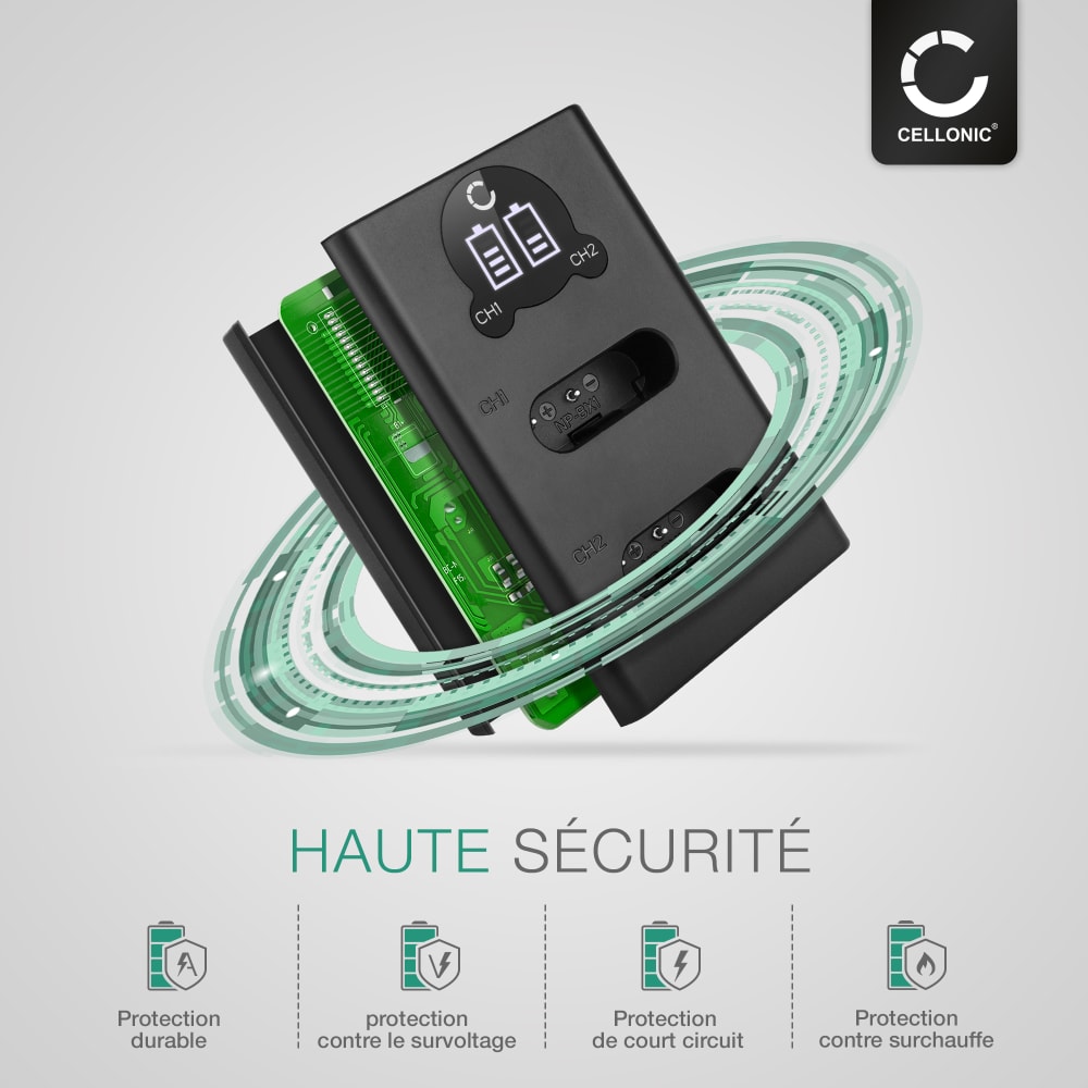 CHARGEUR Voiture+Secteur SONY NP-FV100 Pour SONY DCR-HC23E