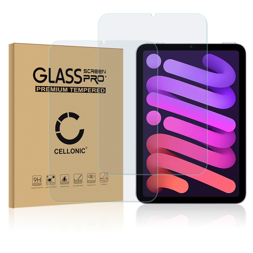 2x Protector de pantalla tablet Apple iPad Mini 6 (2021) - A2568 de CELLONIC® - (Calidad HD / 2.5D / 0,33mm / 9H), Tablet Screen protector, Tempered glass, Cristal templado