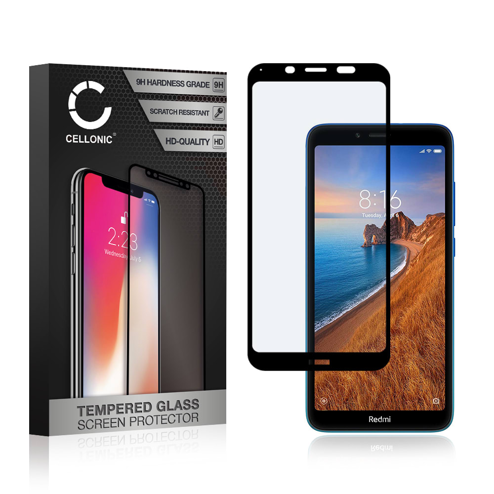 Vervangende screenprotector compatibel met Xiaomi Redmi 7a smartphone (3D Full Cover, 9H, 0,33mm, Full Glue)