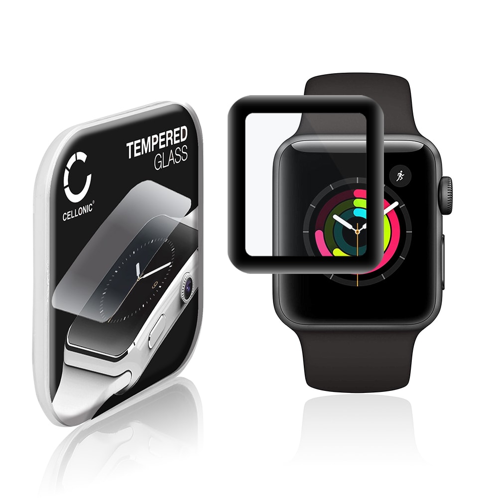 2x Skærmbeskytter glas Apple Watch 1 / 2 / 3 38mm (3D