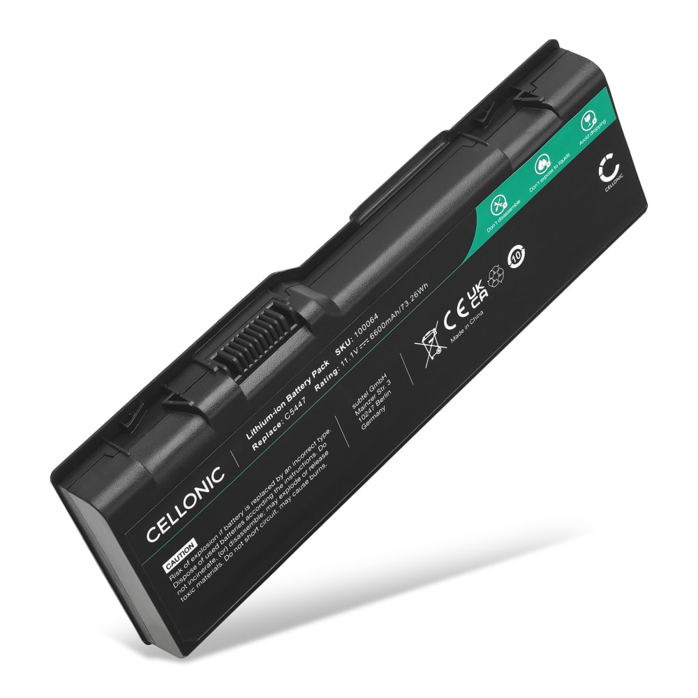 Batteri for Dell XPS M1710, M170, Inspiron 9400, 6000, 9300, 9200, Precision M6300, M90, Dell YF976 6600mAh 11.1V fra CELLONIC