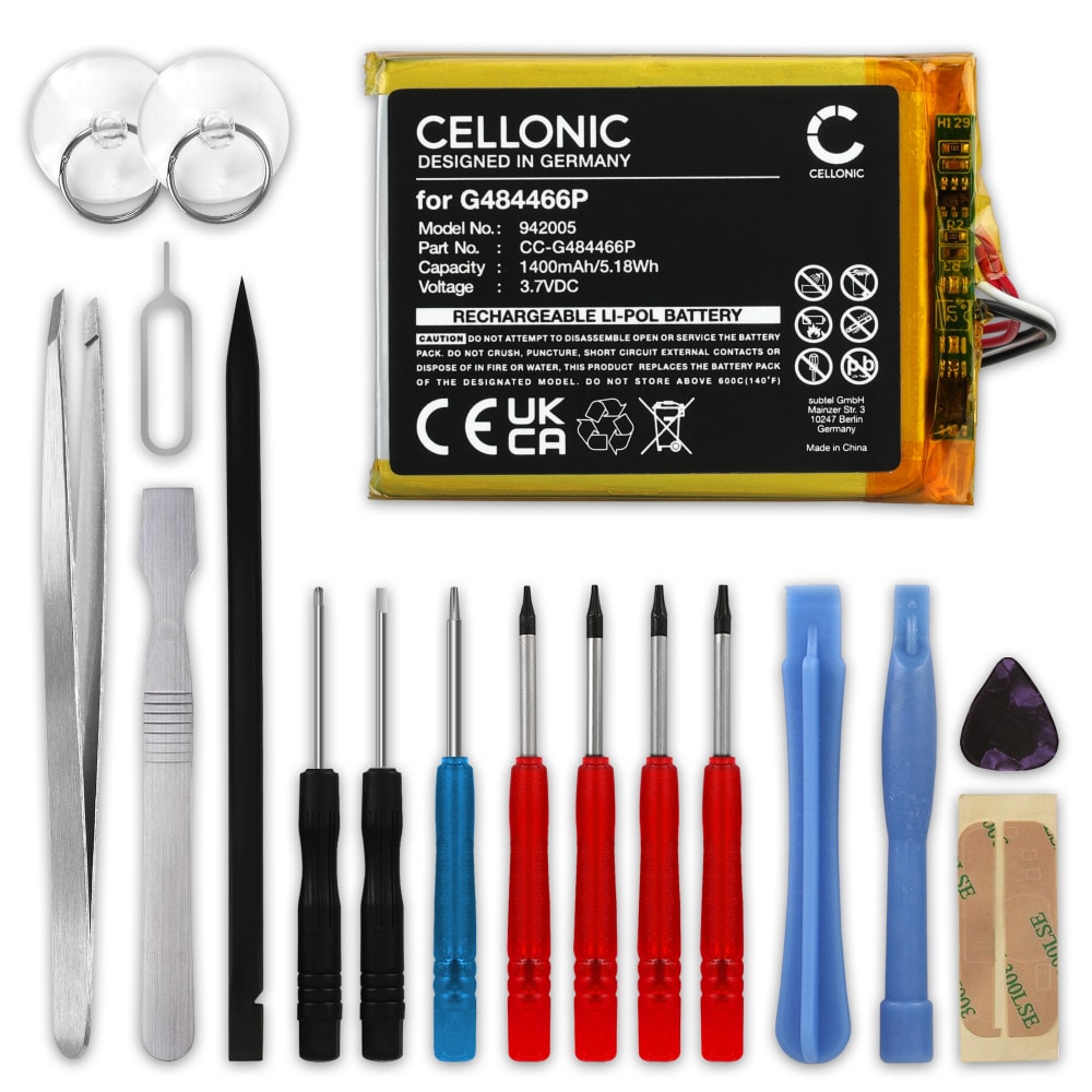 Batteri for Polar V650, Polar G484466P 1400mAh + verktøy sett 17stk fra CELLONIC