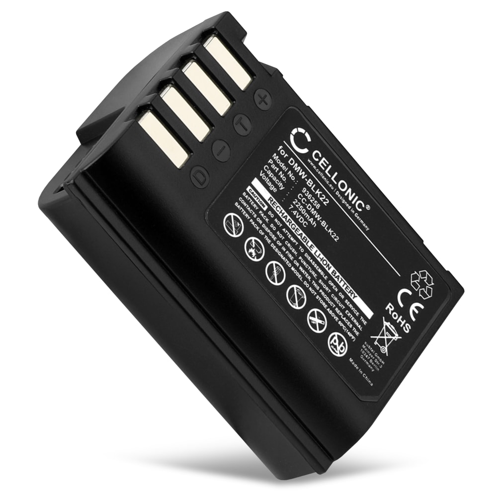 Batteria DMW-BLK22 per fotocamera Panasonic Lumix DC-GH5 II DC-GH6 DC-S5 G9 GH5 GH5S Affidabile ricambio da 2150mAh, marca CELLONIC®