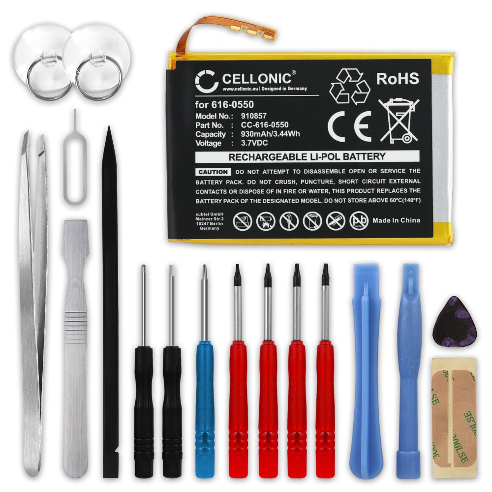 Batteri for Apple iPod Touch 4 Gen. - A1367 616-0550, 616-0551 (930mAh, 3.7V) + Verktøy fra subtel