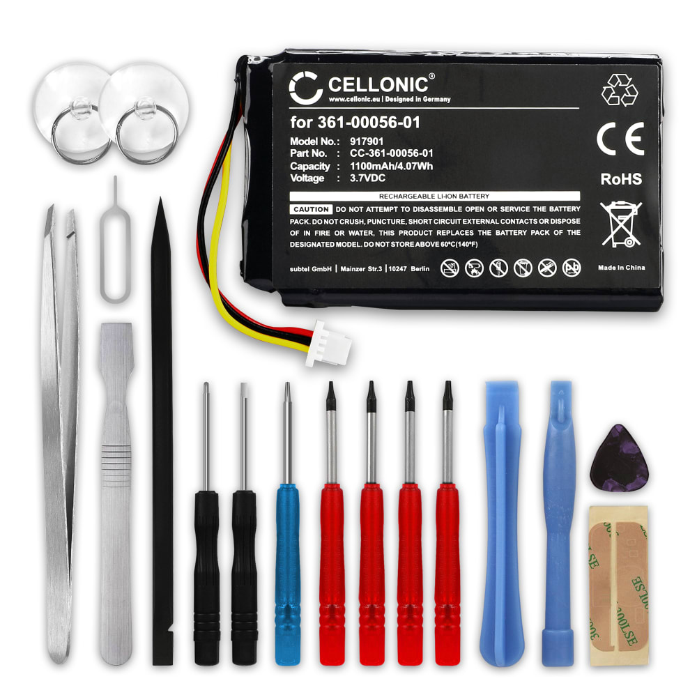 Batteri for Garmin 65LMT, Garmin Nuvi 42, Garmin Nuvi 2689, Garmin Nuvi 2689LMT 1100mAh + Verktøy fra CELLONIC