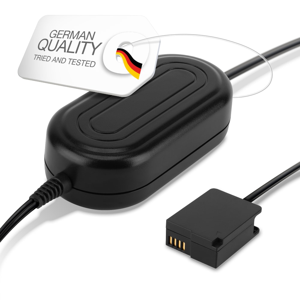 Strømforsyning for Panasonic Lumix FZ1000 II FZ300 FZ200 FZ2000 G70 G6 AC-adapter DMW-AC8 + DMW-DCC8 DC-kobling – Dummy-batteri – Batterieliminator fra subtel
