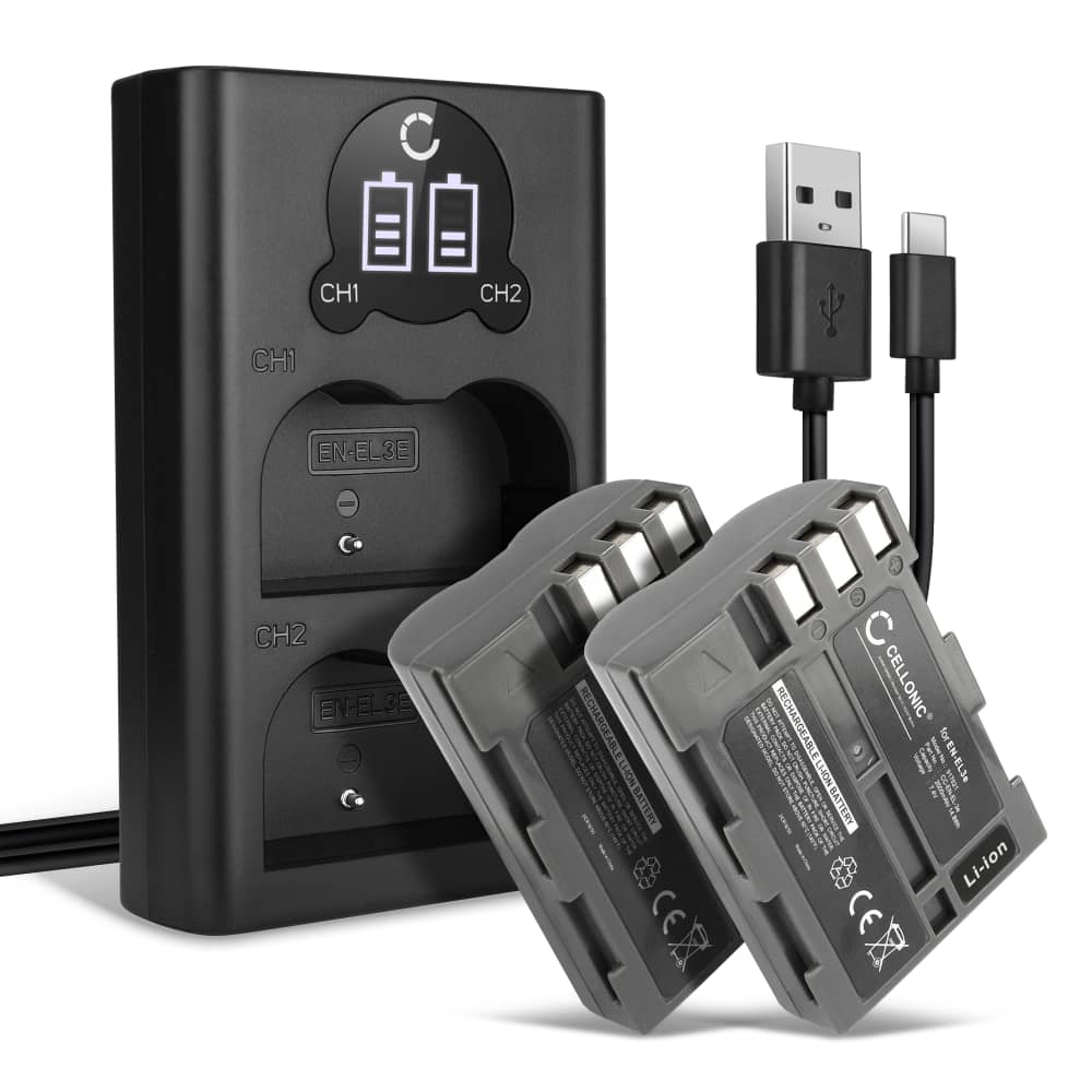 2x Batteri 2000mAh+ Dubbel Laddare