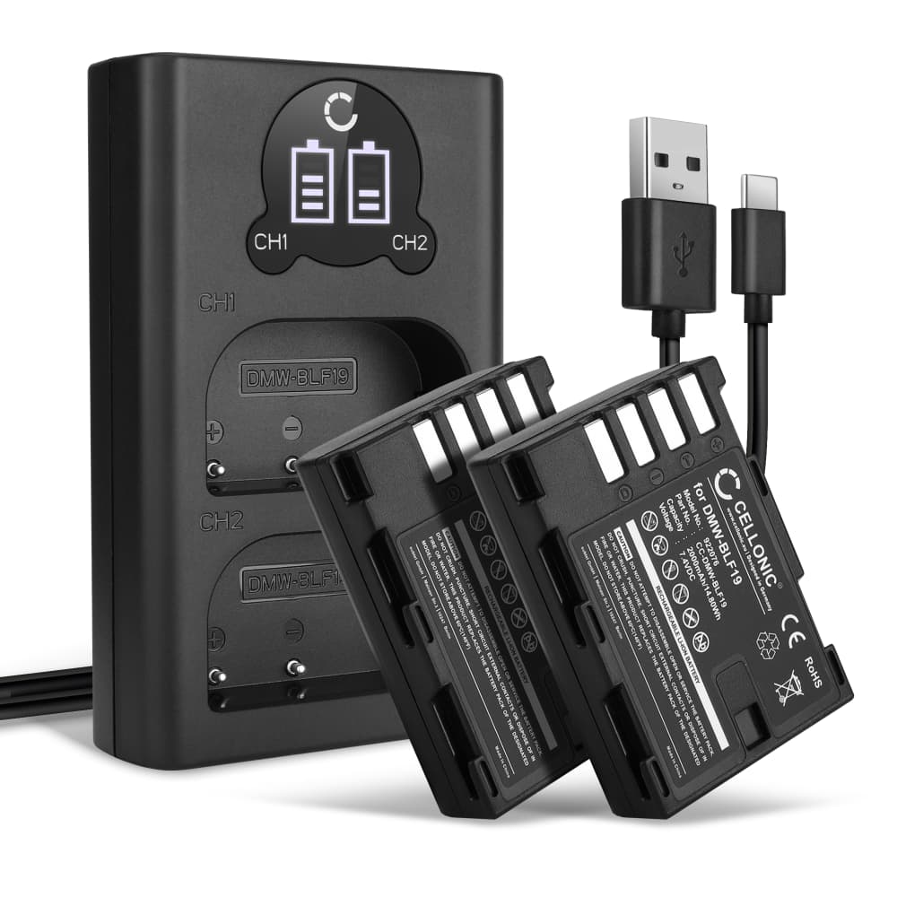 2x Batteri 2000mAh+ Dubbel Laddare