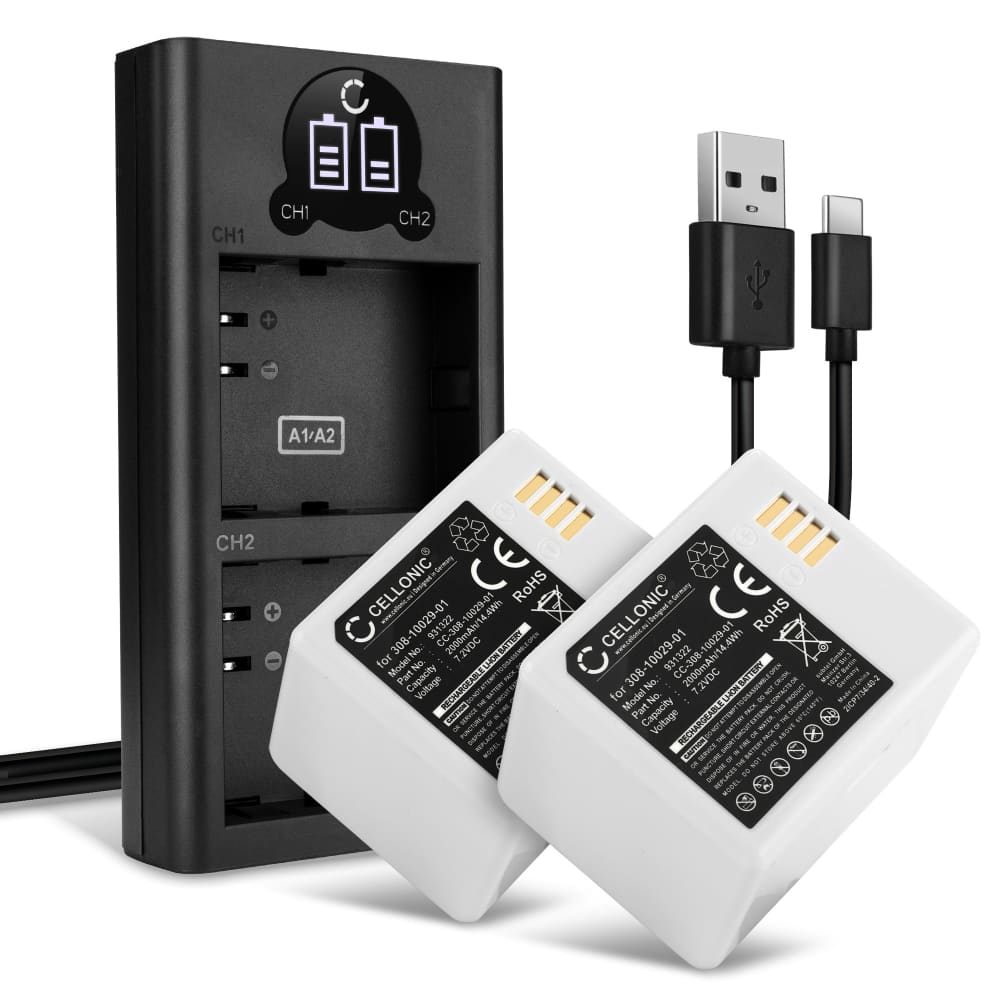 2x Batteri 2000mAh+ Dubbel Laddare