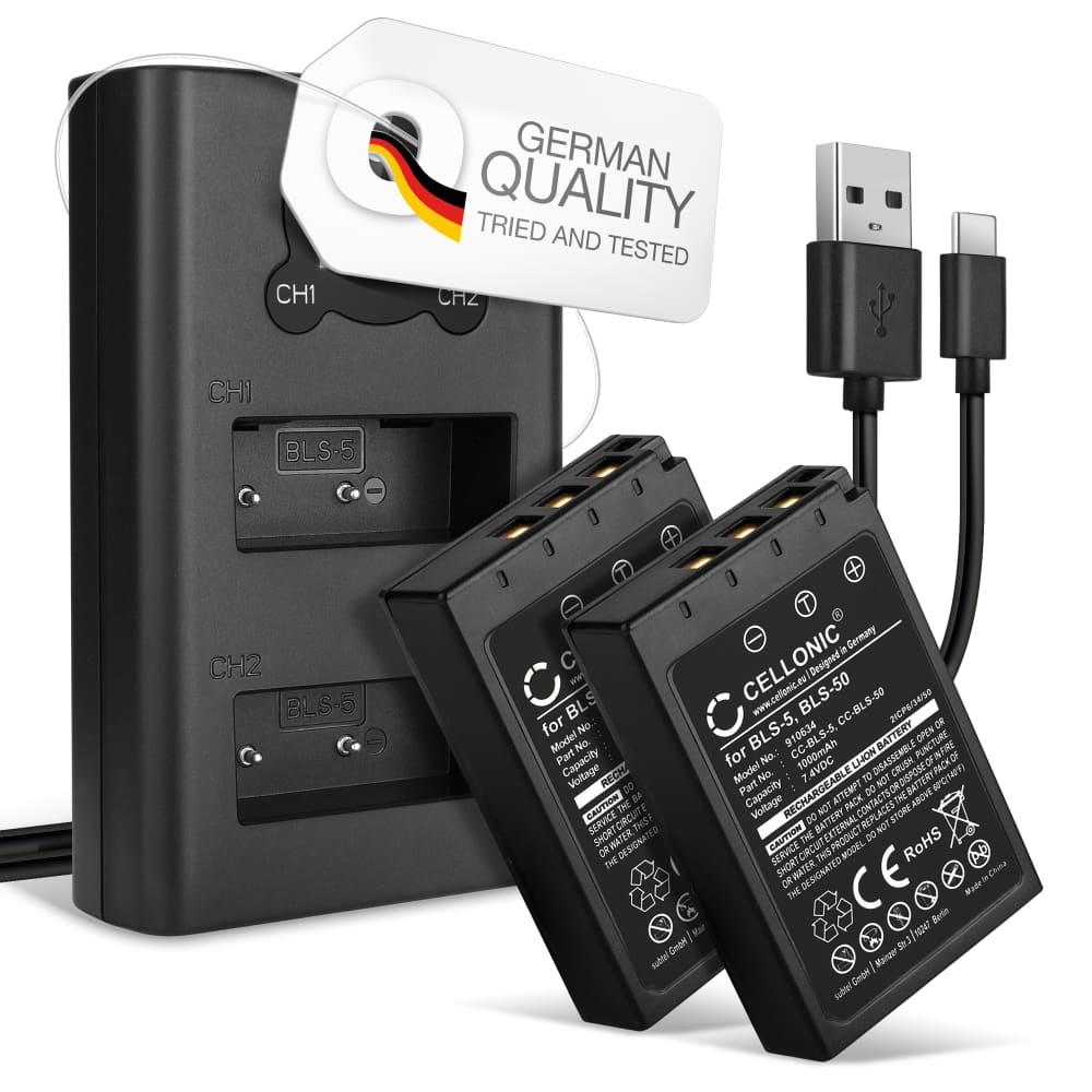 2x Batteri 1000mAh+ Dubbel Laddare