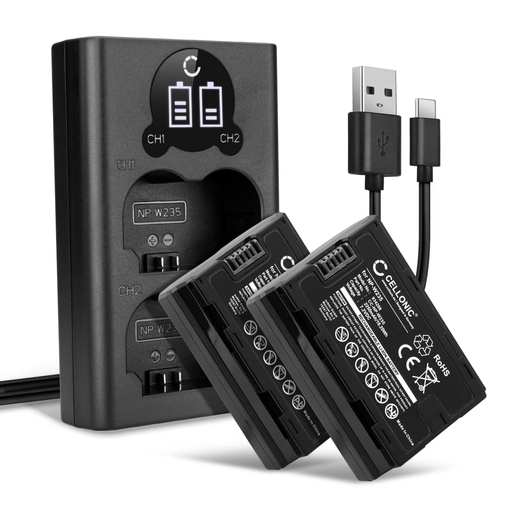 2x Batteri 2250mAh+ Dubbel Laddare