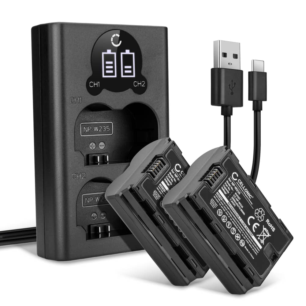 2x Batteri 2000mAh+ Dubbel Laddare