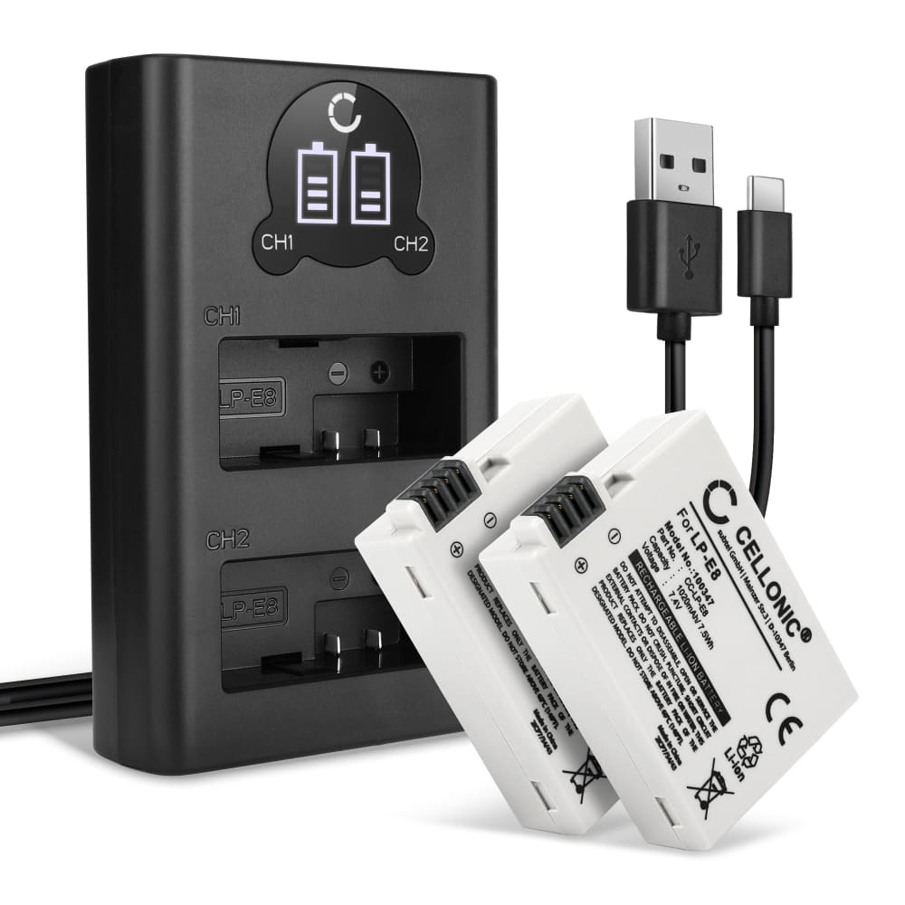 2x Batteri 1020mAh+ Dubbel Laddare