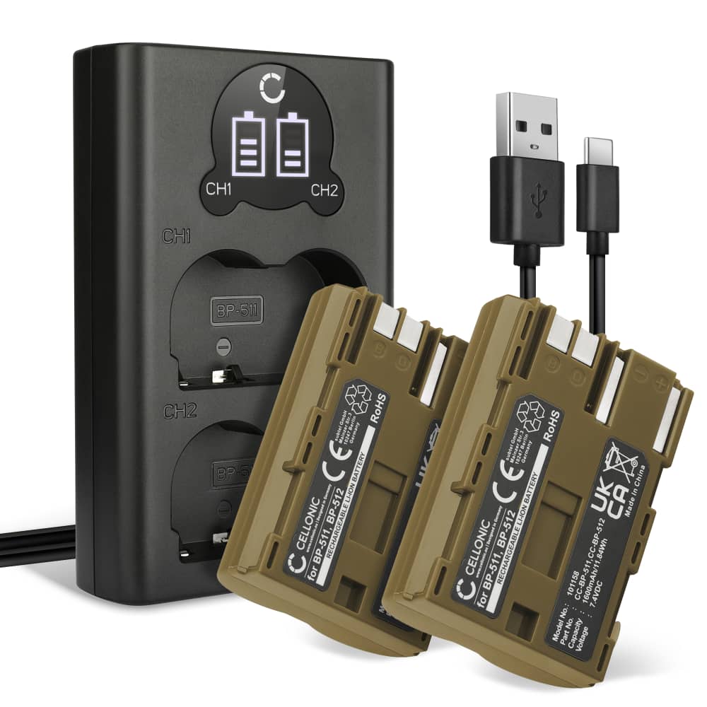 2x Batteri 1600mAh+ Dubbel Laddare