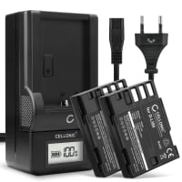 2x Batteri for Pentax 645D 645Z K-01 K-1 K-1 II K-3 K-3 II K-5 K-5 II K-5 IIs K-7 Kameraer 1250mAh + Lader fra CELLONIC