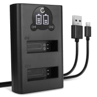 USB Dual Charger (AHDBT-401, 335-06532-000) for GoPro Hero4 Hero 4 Black Edition Hero 4 Silver Hero 4+ Hero 4 Plus + 1m + USB Cable from CELLONIC