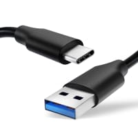 USB-johto kännykkään Samsung Galaxy S21, S20, S20 FE, S10, S9, Plus, Ultra / Note 20, 10 / A71, A52, A51, A21s, A12 - USB C Type C, 3A, 1,0m latausjohto. Musta PVC datakaapeli