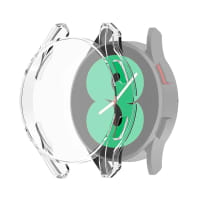 subtel Protective Case & Screen Protector for Samsung Galaxy Watch 4 (40mm) 9H Tempered Glass GPS Smart Watch Cover Smartwatch Bumper Case Frame - Crystal Clear