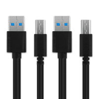 2x Datakabel for Blackview BV9900, BV9800 Pro, BV9700 Pro, BV6800 Pro, BV6600, BV6300 Pro - 1m, 3A USB kabel, svart