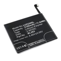 subtel BL263 mobilbatteri för Lenovo ZUK Z2 Pro med 3.85V, 3100mAh - ersättningsbatteri med lång batteritid