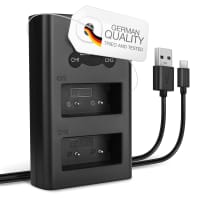 USB-dubbelladdare (NP-W126S NP-W126) för FujiFilm X-T3 X-T30 X-T20 X-T2 X-T100 X-T10 X-T1 X-Pro3 X-Pro2 X-E3 + 1m + USB Kabel från CELLONIC