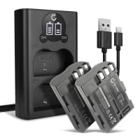 2x Batteri för Nikon D90 D700 D300 D900 D100 D200 D300S D50 D70 D70s D80 kamera med hög 2000mAh kapacitet + dubbelladdare med USB-uttag för uppladdningsbara kamerabatteri