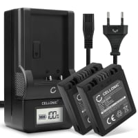 2x Batteri for Panasonic Lumix DMC-FZ20 DMC-FZ10 DMC-FZ5 -FZ1 -FZ15 -FZ2 -FZ3 DMC-FC20 Kameraer 700mAh + Lader fra CELLONIC