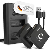 2x Batteri för Leica D-LUX Typ 109, Leica D-LUX 7 kamera med hög 730mAh kapacitet + dubbelladdare med USB-uttag för uppladdningsbara kamerabatteri