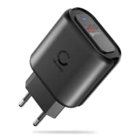 USB Charger 3.6V - 12V 3A 24W Fast Smart Charging Mains Wall USB Adapter Outlet Socket 100V-240V for Mobile Phone, Tablet, Speakers, Powerbank - Black