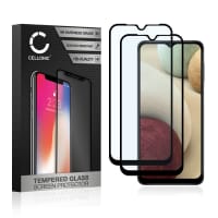 2x Panssarilasi puhelimeen Samsung Galaxy A12 (SM-A125) / A32 5G (SM-A326) / M12 (SM-M127) - 3D Full Cover, 9H, 0,33mm, Full Glue, Musta, CELLONIC®