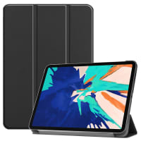 Flipfodral för Apple iPad 12,9 (2020) - A2229, A2233 surfplatta/tablet - svart Konstläder skydd som håller hörn, kanter och display hela - vikbart fodral som agerar stativ åt ipad/tablet/surfplatta