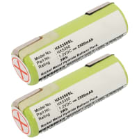 2x Batteria per Braun 1509, 3020, 5414, 5424, 5515, 6520, 6550, 7570, 8595, 8995 (Ø17mm) - 233.8008860 (2500mAh) batteria di ricambio