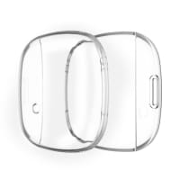 subtel Protective Case & Screen Protector for FitBit Versa 3 / Sense 9H Tempered Glass GPS Smart Watch Cover Smartwatch Bumper Case Frame - Crystal Clear