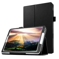 Tabletin suojakotelo Samsung Galaxy Tab E 9.6 (SM-T560 / SM-T560N / SM-T561) tukijalalla - Musta Tekonahka, taitettava tablettikotelo