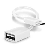 Cavo OTG USB C Type C per cellulare Samsung Galaxy S22, S21, S20, S10, S9, A52, A51 USB A versione 2.0 guaina in PVC cavetto adattatore per telefono smartphone 'on the go', da 15cm bianco