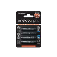 Baterías Pilas AA Panasonic eneloop pro BK-3HCCE (BK-3HCDE/4BE - Mignon / R6 / LR6 / HR6) 4x