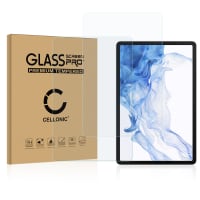 2x CELLONIC® Screen Protector for Samsung Galaxy Tab S8 X700N Tablet Screen Cover Film - 2.5D 0,33mm Full Glue 9H Tempered Glass Display Screen Guard Crystal Clear