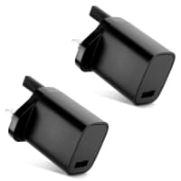 2x 5W Port USB Charger UK-Plug 5V 1A Fast Smart Charging Mains Wall USB Adapter Outlet Socket 100V-240V for Mobile Phone, Tablet, Speakers, Powerbank - Black