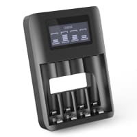 CELLONIC® USB Batterieladegerät mit USB Anschluss: USB Ladegerät für AA-Batterien und AAA-Batterien (NiMH Akku Batterien) - Akkuladegerät mit 4 Ladeschächten - AA AAA Batterien mit USB aufladen