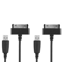 2x USB Kabel compatibel met Samsung Galaxy Note 10.1 / Tab 8.9 / Tab 10.1 / Tab 2 7.0 / Tab 2 10.1 / GT-N8000 / GT-P3100 / GT-P5100 / GT-P6800 / GT-P7500 - 1.0m Datakabel tablet zwart