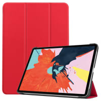 Book Tablet Case with Stand for Apple iPad Air 4, Air 5 A2072, A2589 Synthetic Leather Protective Folding Flip Folio Wallet Tri Fold Bookcase Cover Sleeve - Red