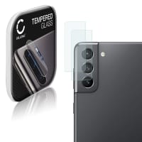 2x CELLONIC Camera Lens Protector for Samsung Galaxy S21 (SM-G991) Phone / Smartphone - Camera lens protective cover 0,33mm Full Glue Crystal Clear 9H Tempered Glass Anti-Scratch Camera Cover